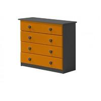 verona 4 drawer graphite chest with orange