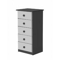 Verona 5 Drawer Bedside Table Graphite with White