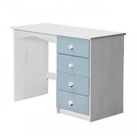 Verona 4 Drawer Single Whitewash Dressing Table with Baby Blue