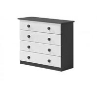 Verona 4 Drawer Graphite Chest with White