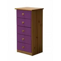 verona 5 drawer bedside table purple