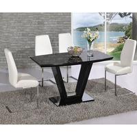 ventura v rectangle shaped black dining table and 6 chairs