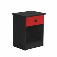 Verona 1 Drawer Bedside Table Graphite with Red