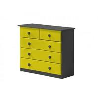 verona 3 plus 2 drawer graphite chest with lime