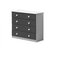 Verona 4 Drawer White Chest with Graphite