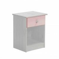 Verona 1 Drawer Bedside Table White with Pink