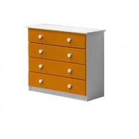 verona 4 drawer white chest with orange