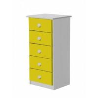 Verona 5 Drawer Bedside Table White with Lime