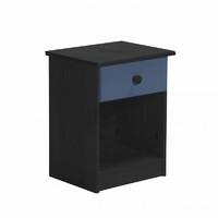 Verona 1 Drawer Bedside Table Graphite with Blue