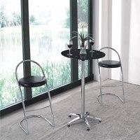 Vermont Bar Table Round In Black Glass With Chrome Legs