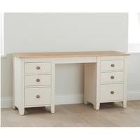 Verso Double Pedestal Dressing Table In Solid Pine And Ash