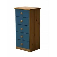 Verona 5 Drawer Bedside Table Blue