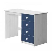 verona 4 drawer single whitewash dressing table with blue