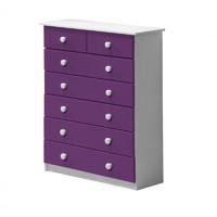 Verona 5 plus 2 Drawer White Chest with Lilac