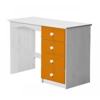 verona 4 drawer single whitewash dressing table with orange