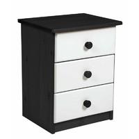 verona 3 drawer bedside table graphite with white