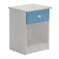 verona 1 drawer bedside table white with baby blue