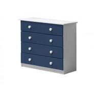 verona 4 drawer white chest with blue