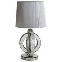 Vegas Mirrored Table Lamp In Silver With Crystals