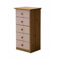 verona 5 drawer bedside table pink