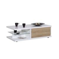 Vegan Contemporary Coffee Table In White High Gloss And Oak