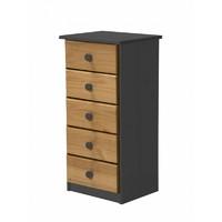 verona 5 drawer bedside table graphite with antique