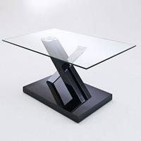 verena x black gloss and clear glass coffee table