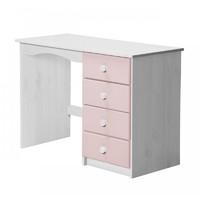 verona 4 drawer single whitewash dressing table with pink