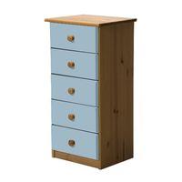 Verona 5 Drawer Bedside Table Baby Blue