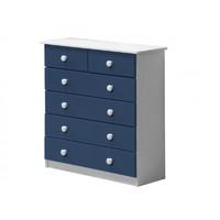 verona 4 plus 2 drawer white chest with blue