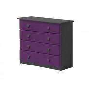 verona 4 drawer graphite chest with lilac