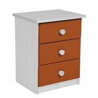 Verona 3 Drawer Bedside Table White with Orange