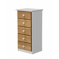 verona 5 drawer bedside table white with antique