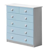 Verona 4 plus 2 Drawer White Chest with Baby Blue