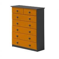 Verona 5 plus 2 Drawer Graphite Chest with Orange