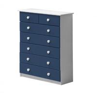 Verona 5 plus 2 Drawer White Chest with Blue