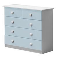 Verona 3 plus 2 Drawer White Chest with Baby Blue