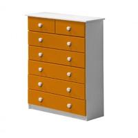 Verona 5 plus 2 Drawer White Chest with Orange