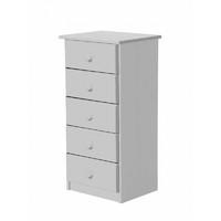 Verona 5 Drawer Bedside Table White with White