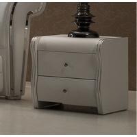 Veronica 2 Drawer White Faux Leather Bedside Cabinet