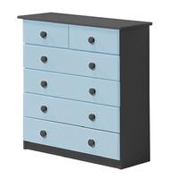 verona 4 plus 2 drawer graphite chest with baby blue