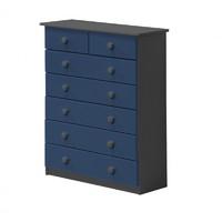 Verona 5 plus 2 Drawer Graphite Chest with Blue