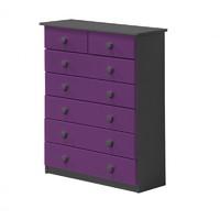 Verona 5 plus 2 Drawer Graphite Chest with Lilac