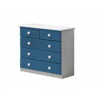 Verona 3 plus 2 Drawer White Chest with Blue