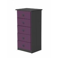 verona 5 drawer bedside table graphite with lilac