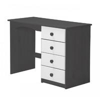 verona 4 drawer single graphite dressing table with white