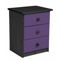 Verona 3 Drawer Bedside Table Graphite with Lilac