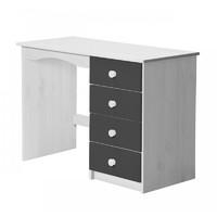 verona 4 drawer single whitewash dressing table with graphite