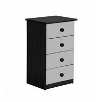 verona 4 drawer bedside table graphite with white