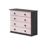 verona 4 drawer graphite chest with pink